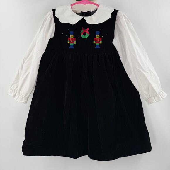 Vintage Oshkosh Collection Velvet Dress Size 4 90's Black Christmas Nutcracker - Picture 16 of 16